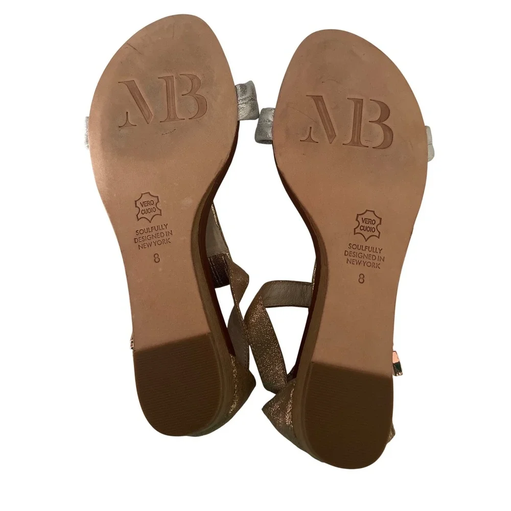 Matt Bernson Metallic Leather‎ Wedge Sandals Gold Silver Rose Gold Womens 8